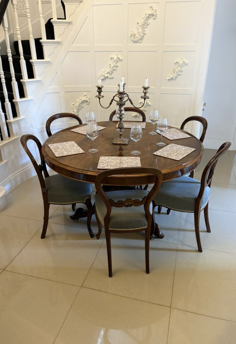 Antique Victorian Quality Carved Rosewood Circular Dining Table - Image 4